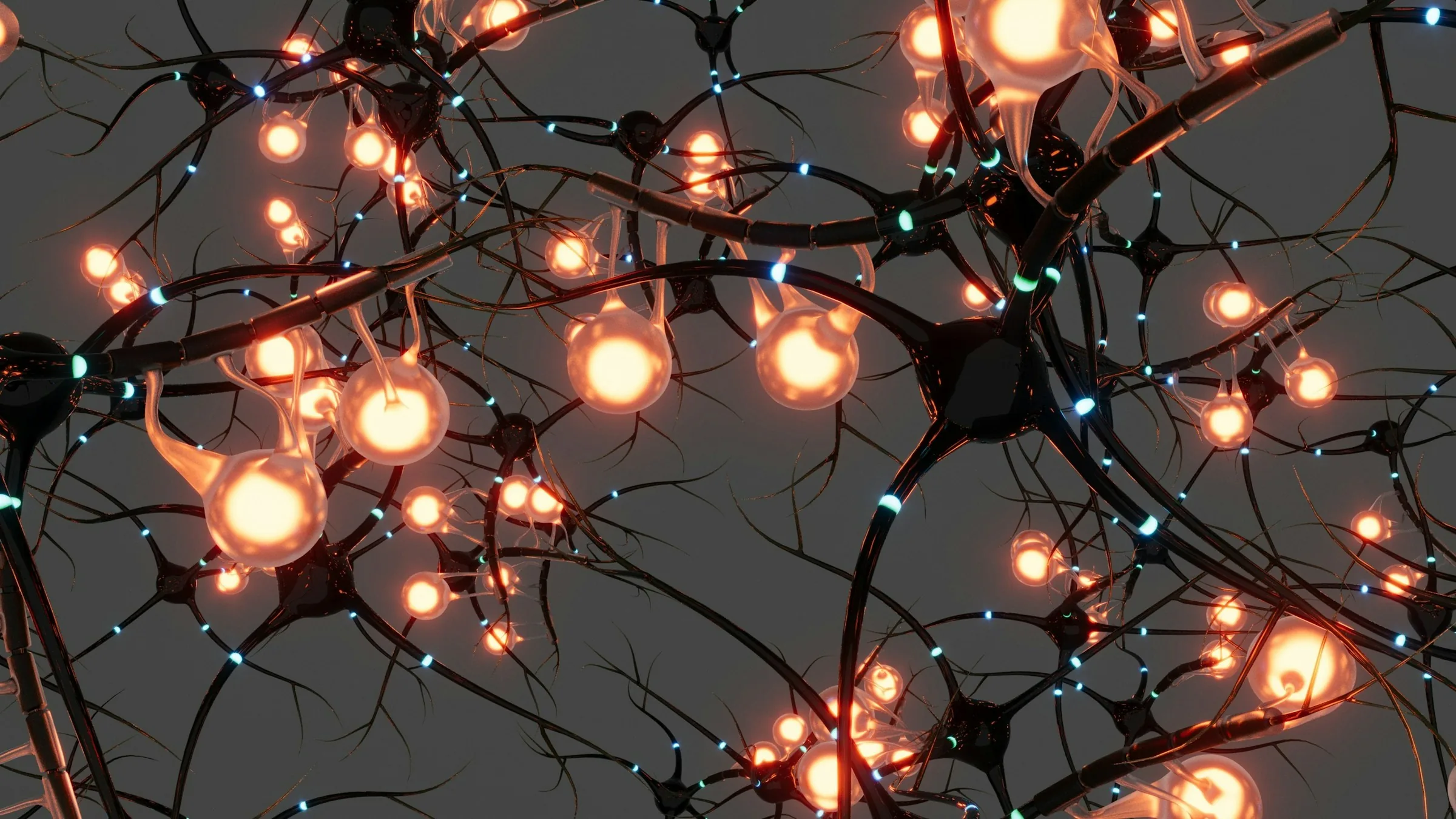 Interconnected nerve cells with glowing nodes